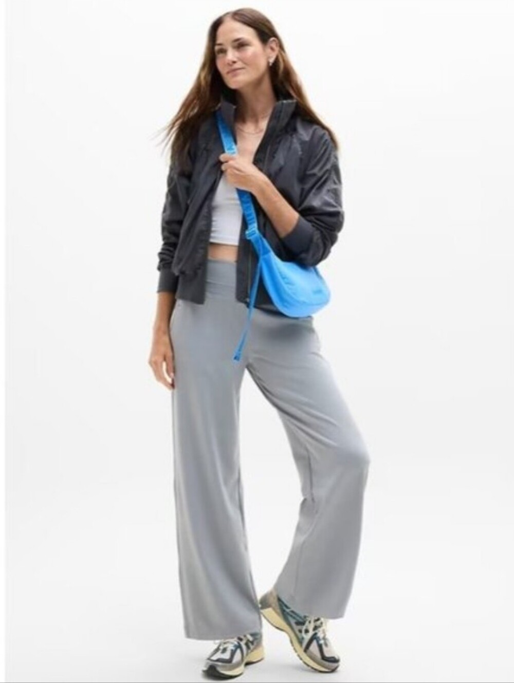 Athleta Venice High Rise Wide Leg Pant Featherstone Gray Size Small Tall